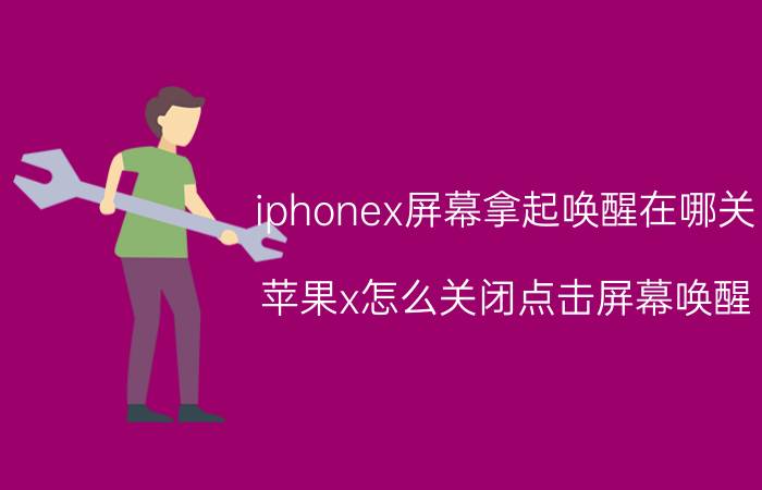 iphonex屏幕拿起唤醒在哪关 苹果x怎么关闭点击屏幕唤醒？